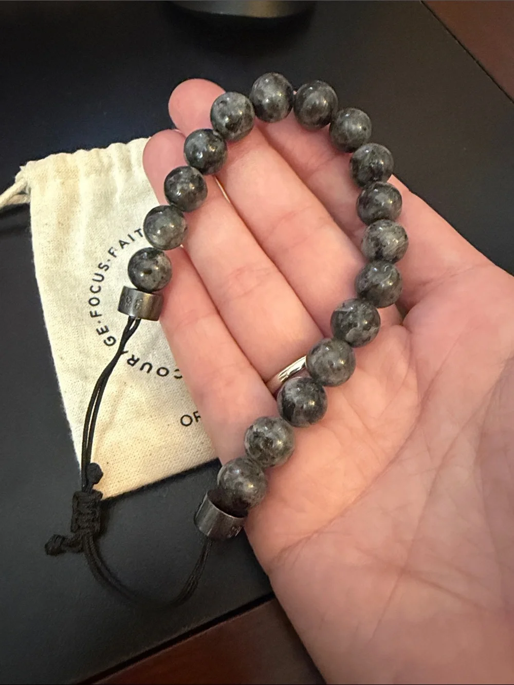 Origami Owl Gray Marbled Bead Adjustable Bracelet